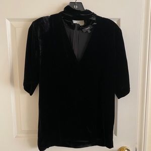 Theory Velvet Cutout Collar Top